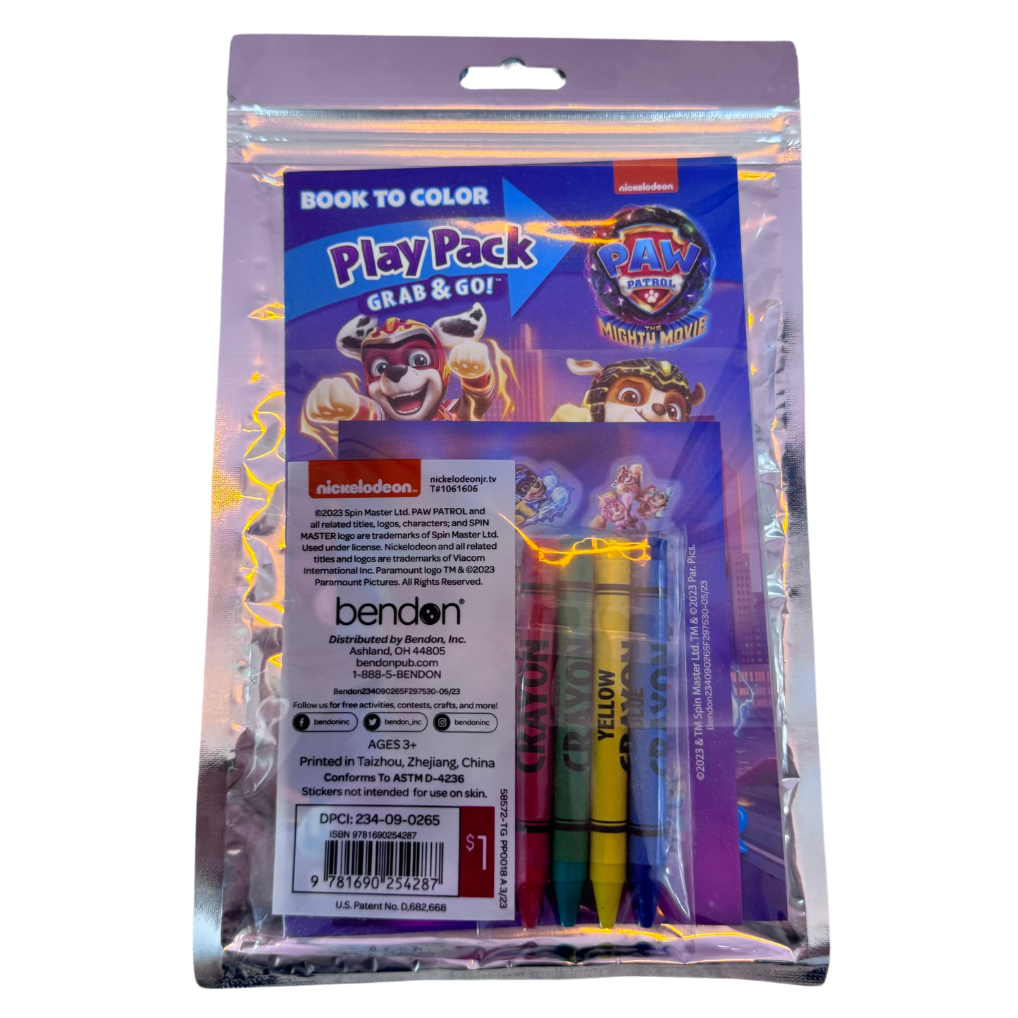 Paquete con libro de pintar y stickers de Mickey Mouse y Paw Patrol