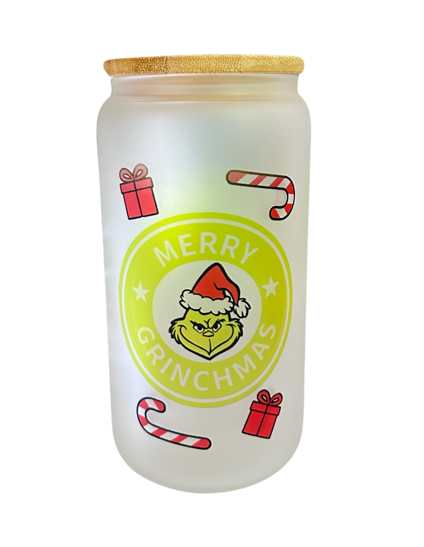 Vaso de vidrio tapa de bambu