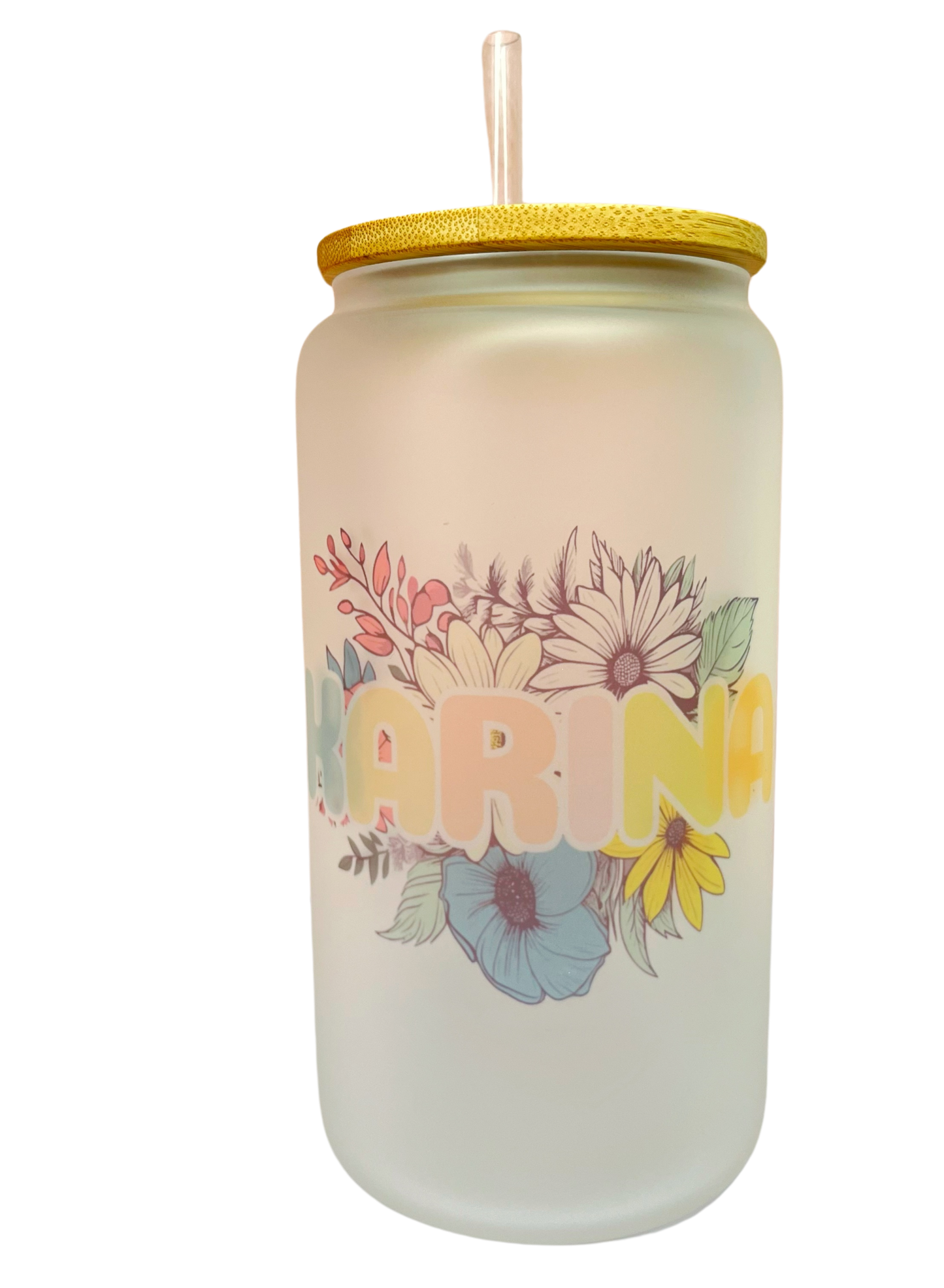 Vaso de vidrio tapa de bambu